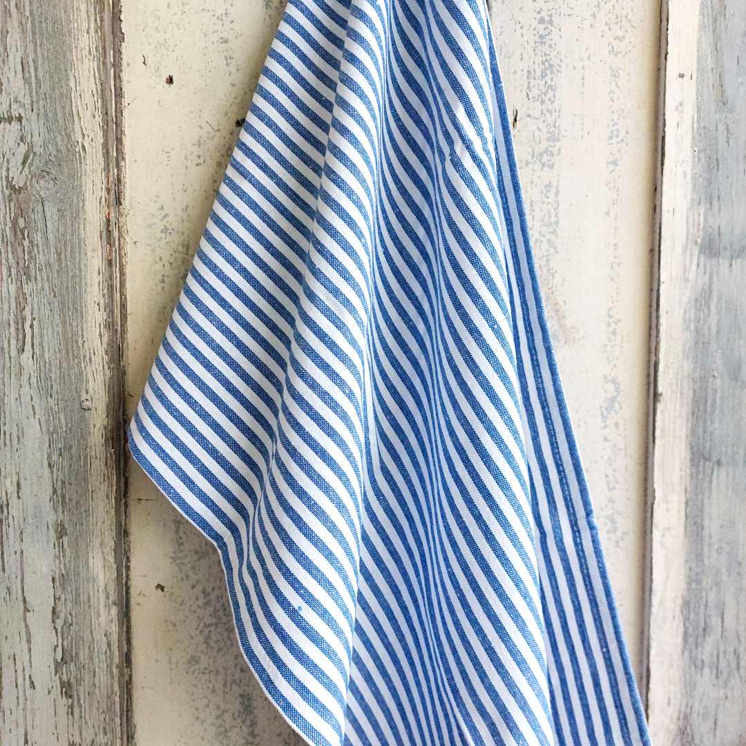 Blue Cotton Stripe Tea Towel