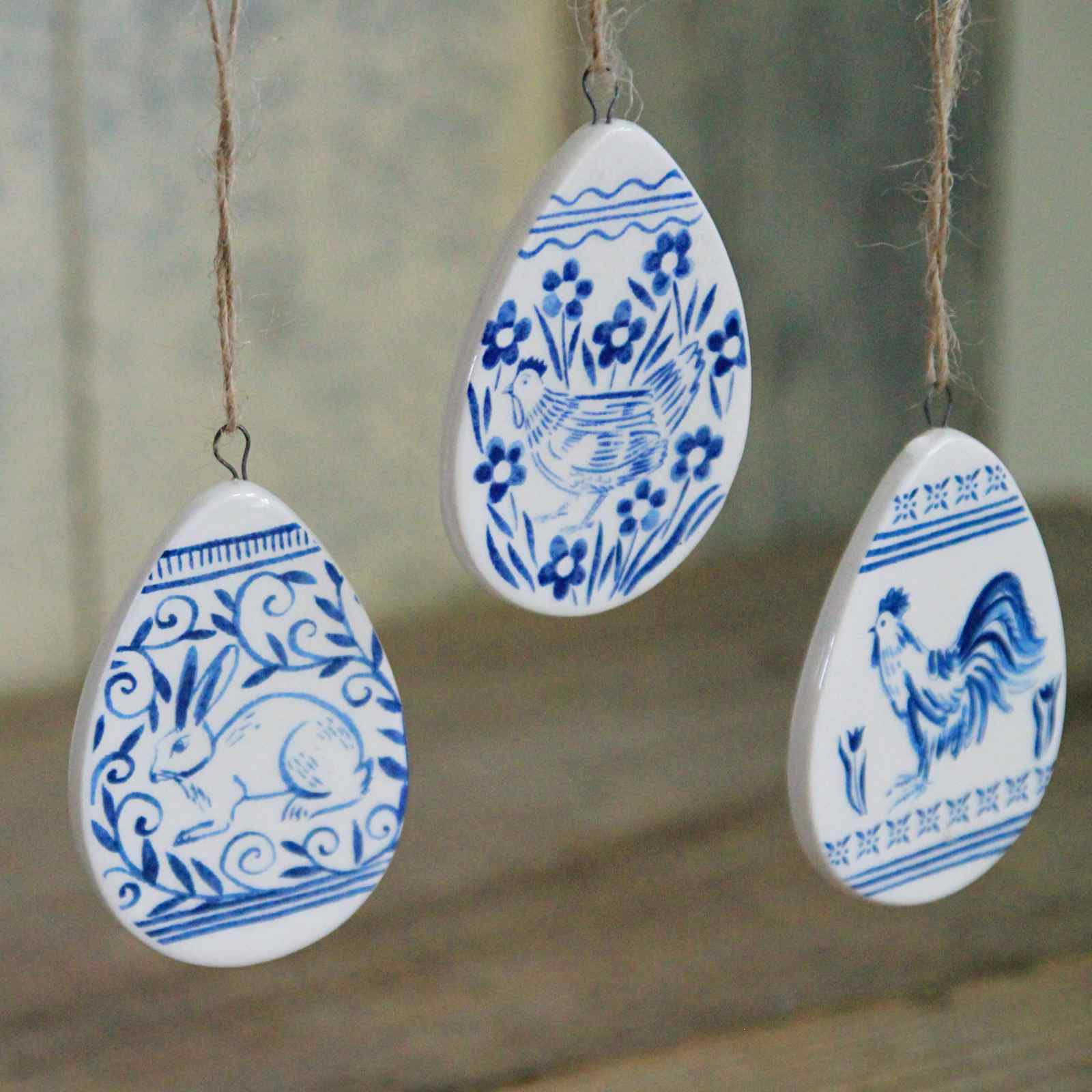 Blue & White Ceramic Egg Decoration
