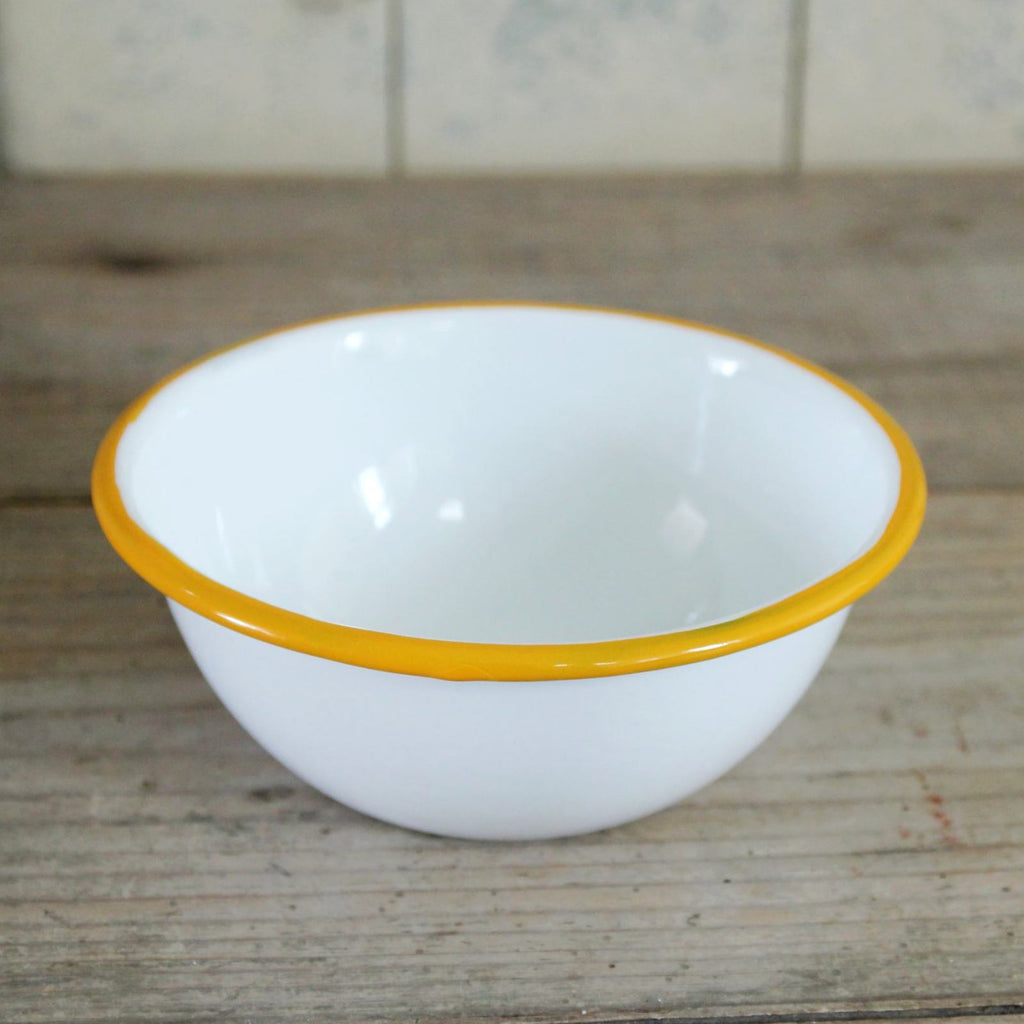 Enamel Cereal Bowl - Mustard Yellow Rim