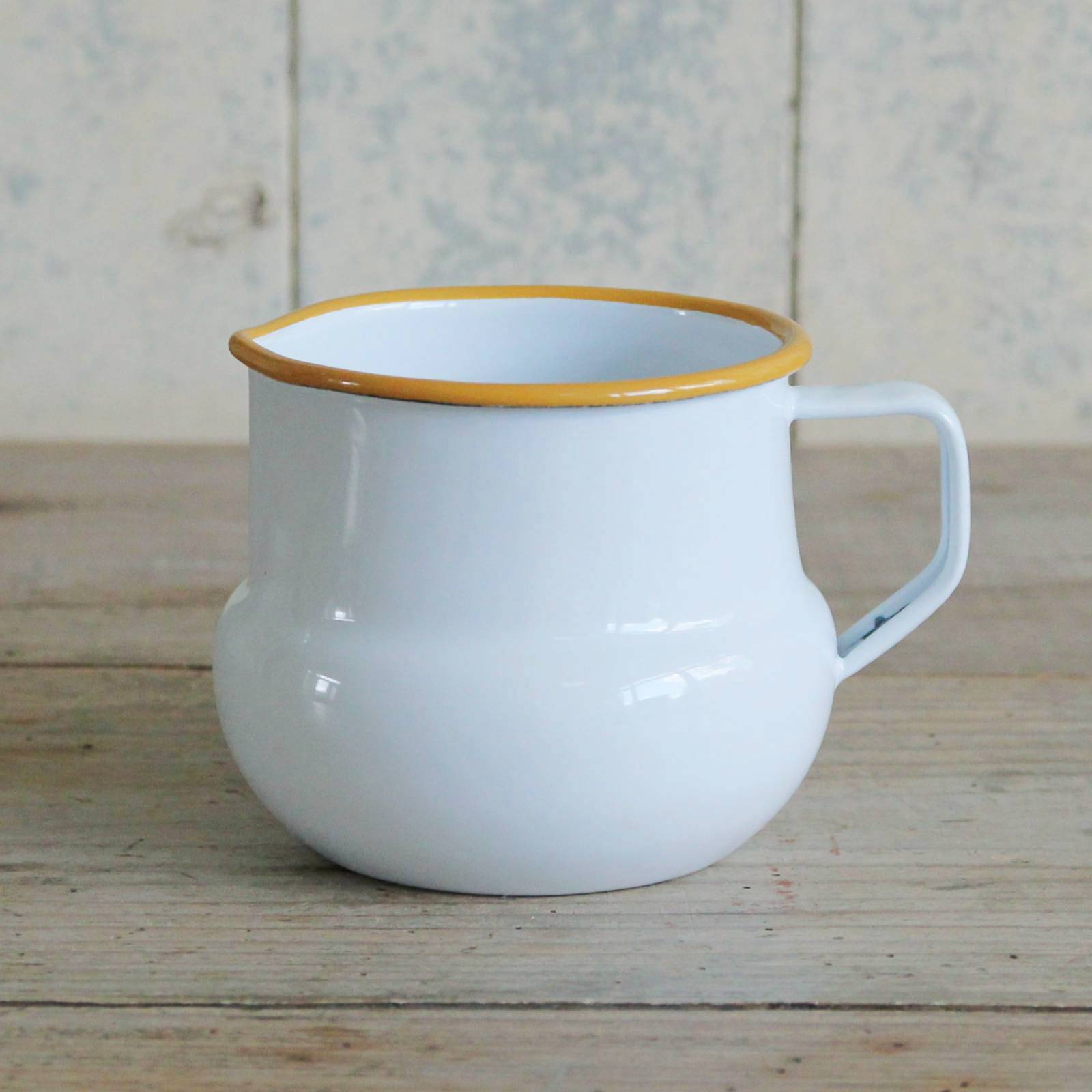Enamel Jug - Mustard Rim