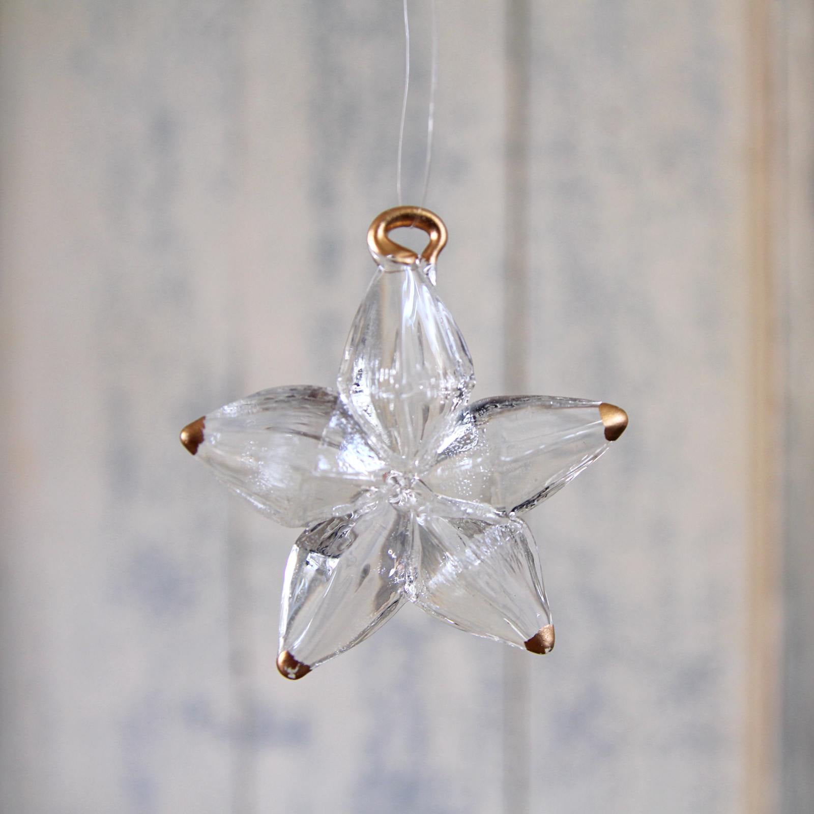 Hanging Glass Star Traditional Christmas Decoration