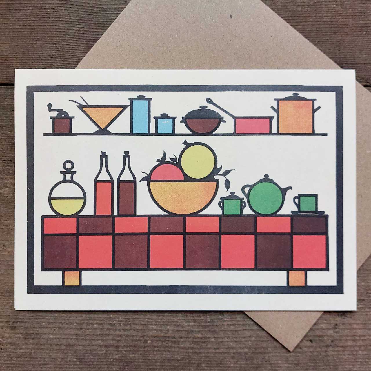 Kitchen Table  - Vintage Greeting Card