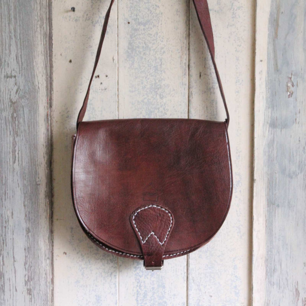 Brown Leather Saddle Bag - Small