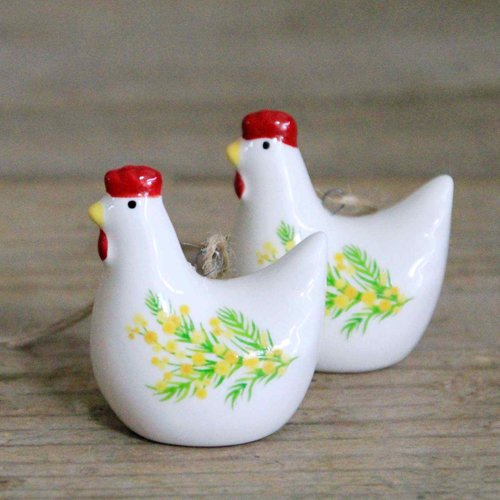 Mimosa Ceramic Chicken Decoration