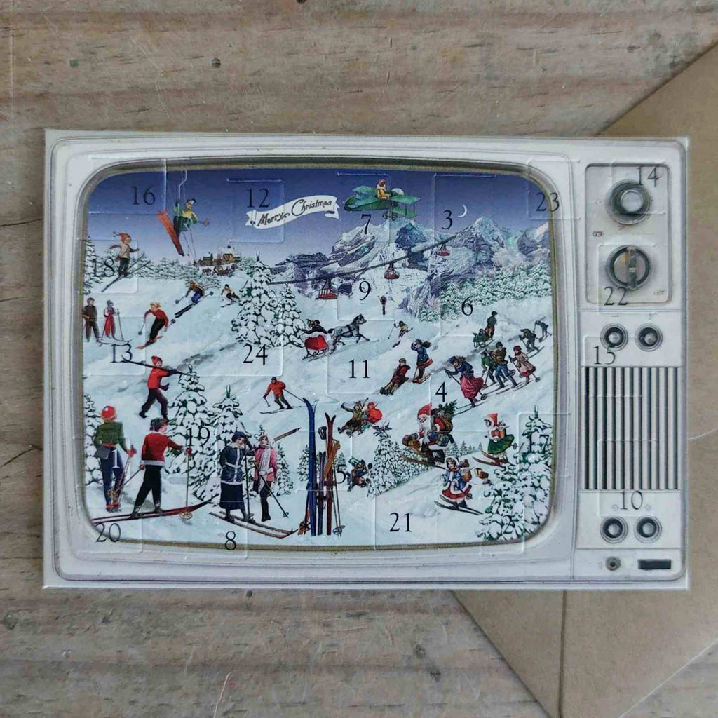 Miniature Vintage Advent Calendar Card Vintage TV