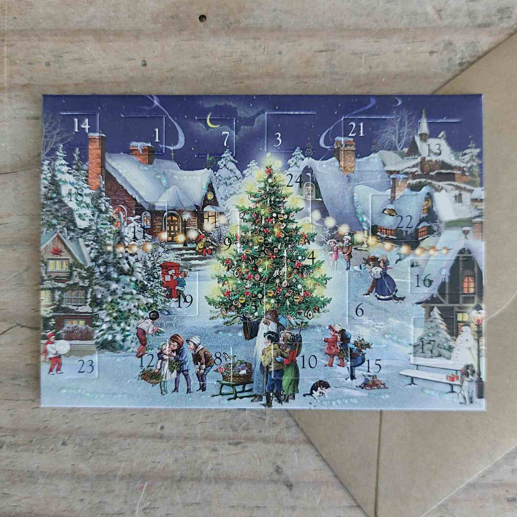 Miniature Vintage Advent Calendar Card Christmas tree
