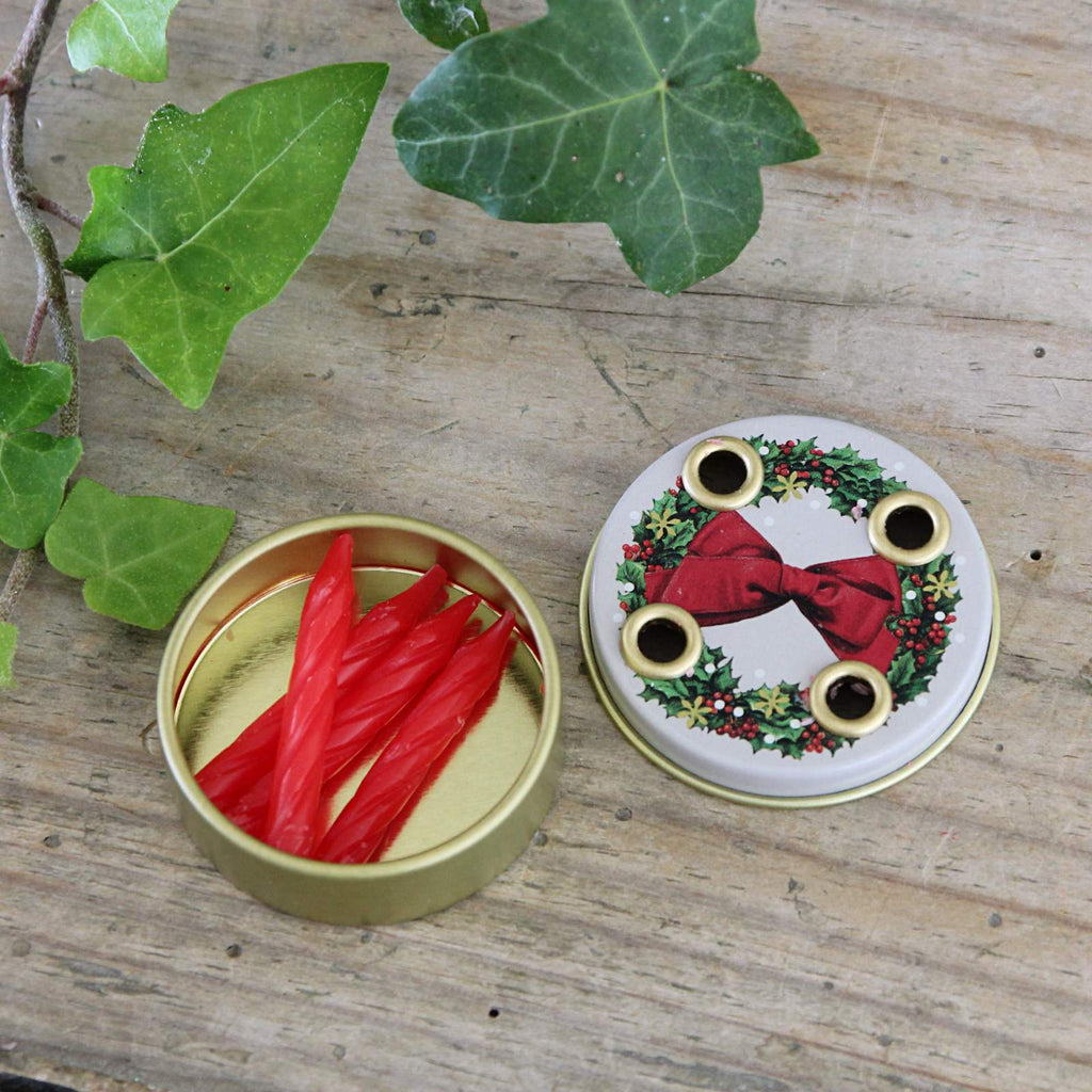 Miniature Traditional Advent Tin with four red candles