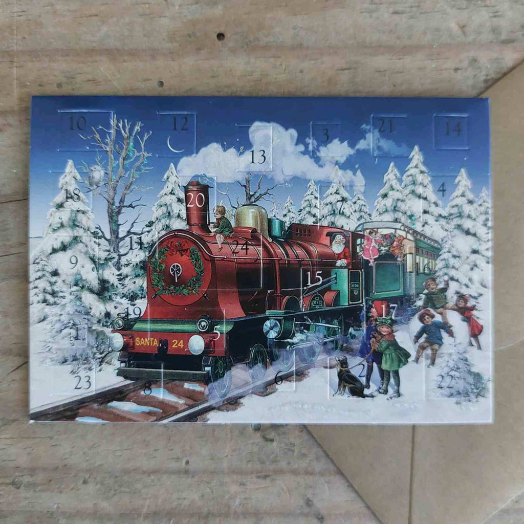 Miniature Vintage Advent Calendar Card Christmas train