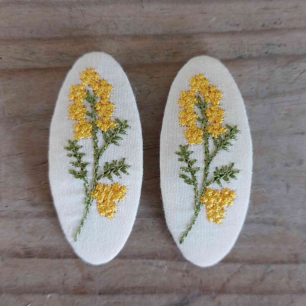 Floral Embroidered Hairclips