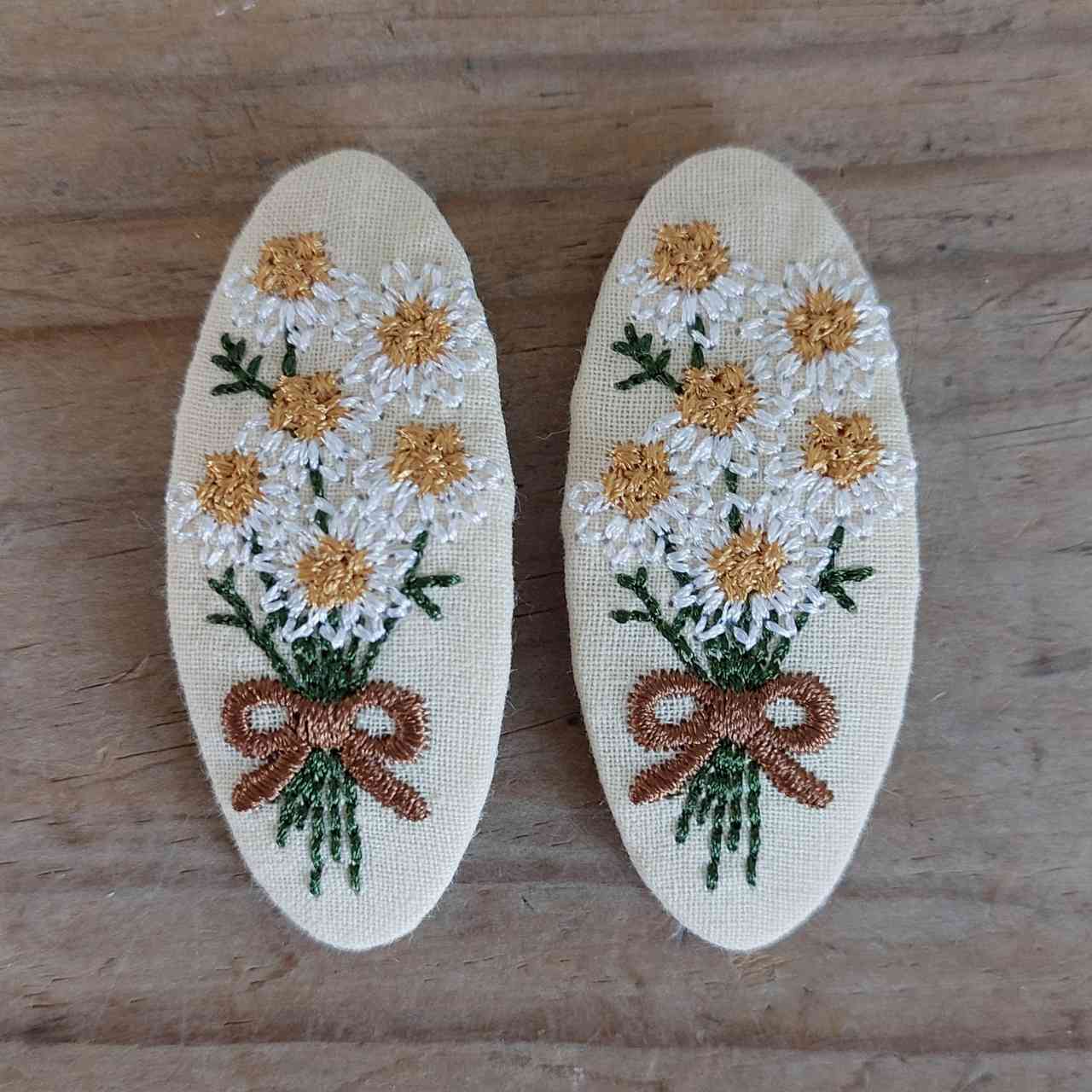Floral Embroidered Hairclips