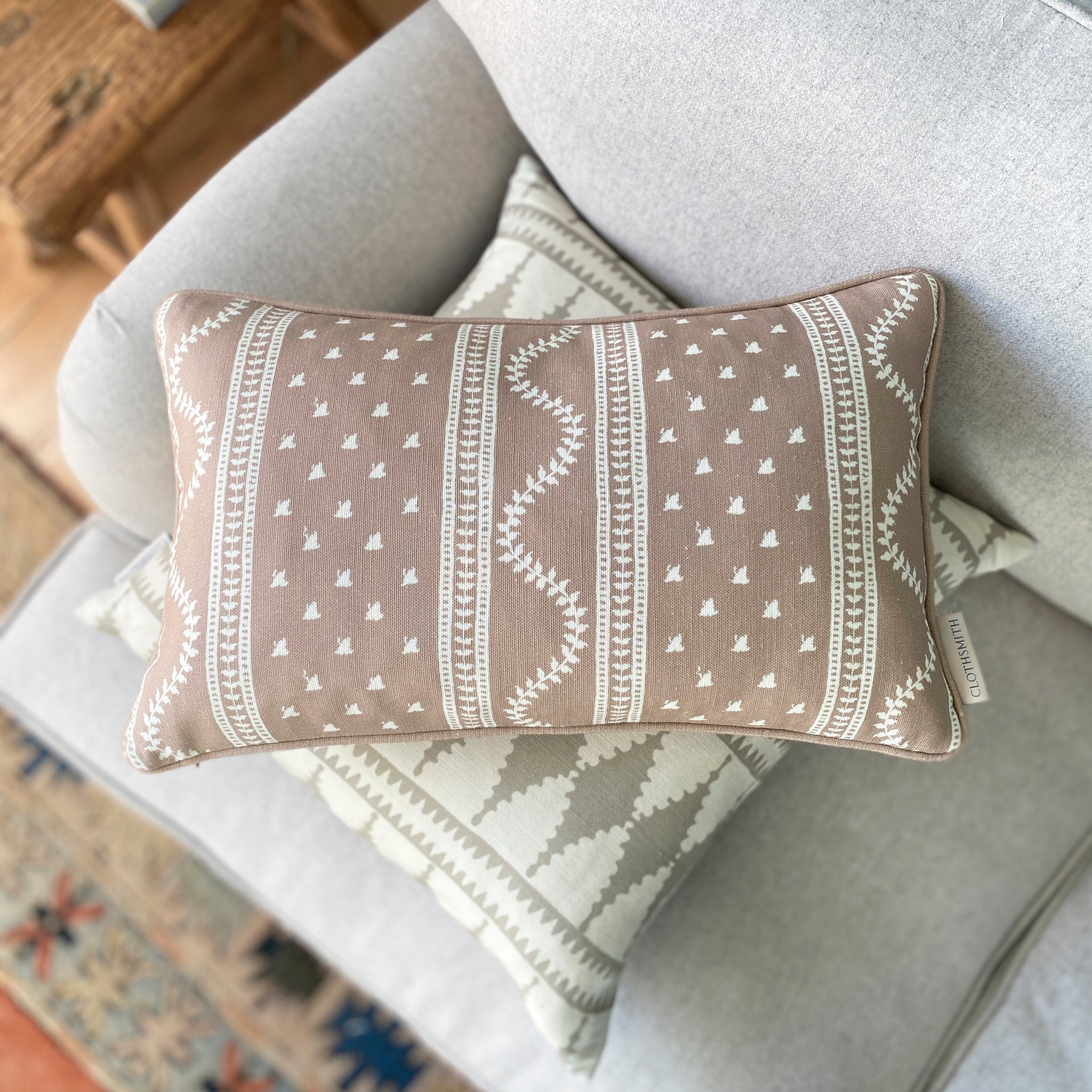 Odette Rectangular Cushion - Blush Pink by Clothsmith