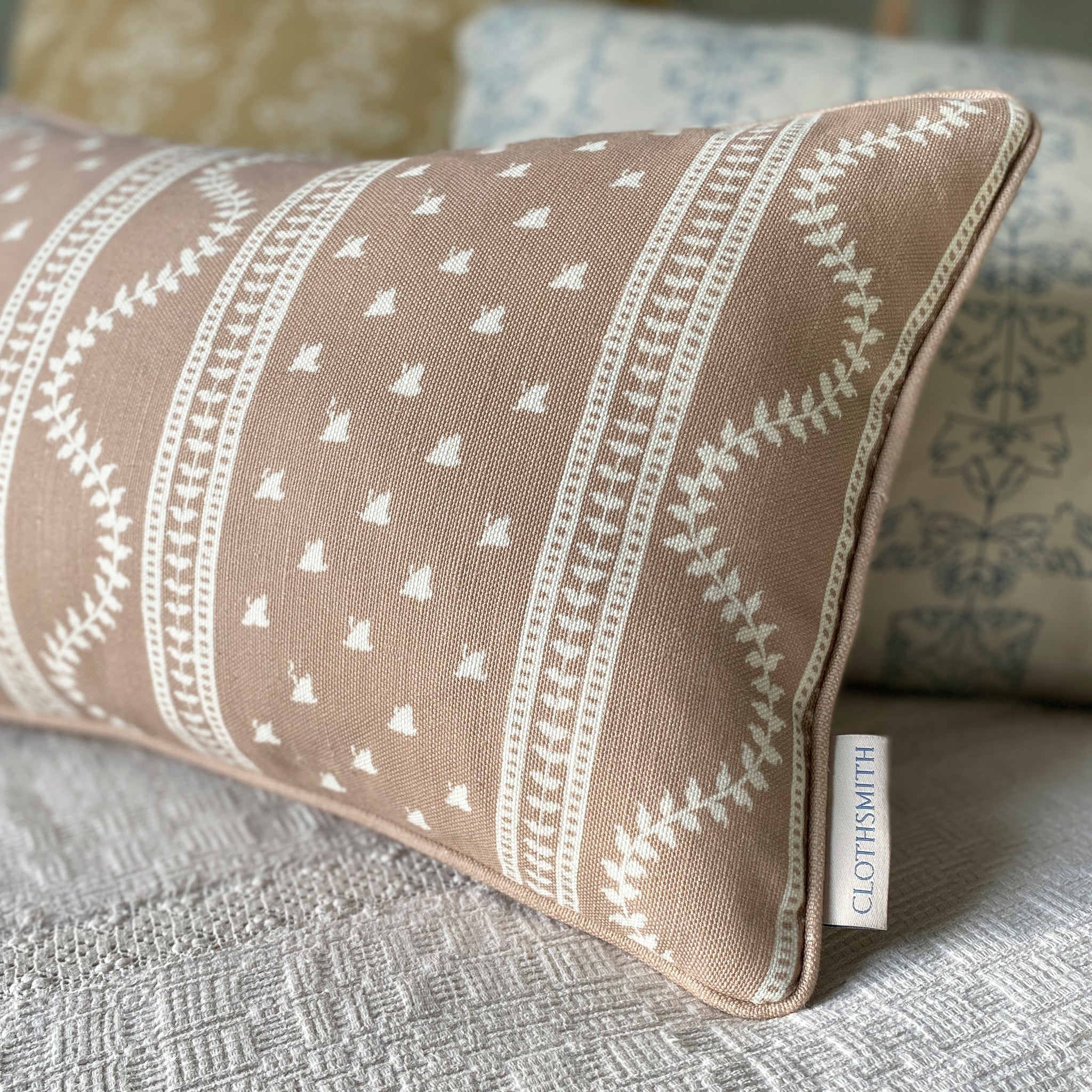 Odette Rectangular Cushion - Blush Pink by Clothsmith