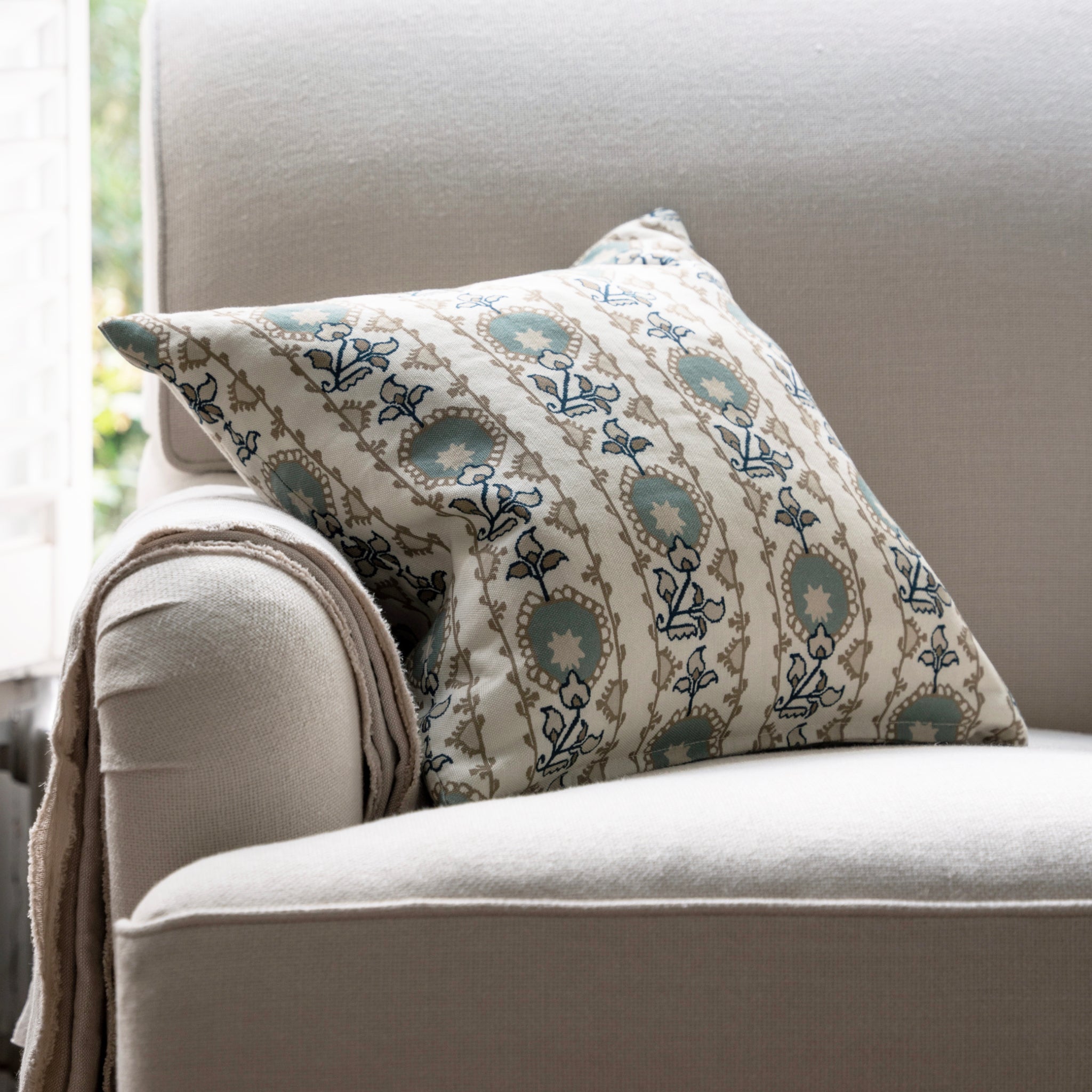 Oren Square Cushion - Blue by Clothsmith