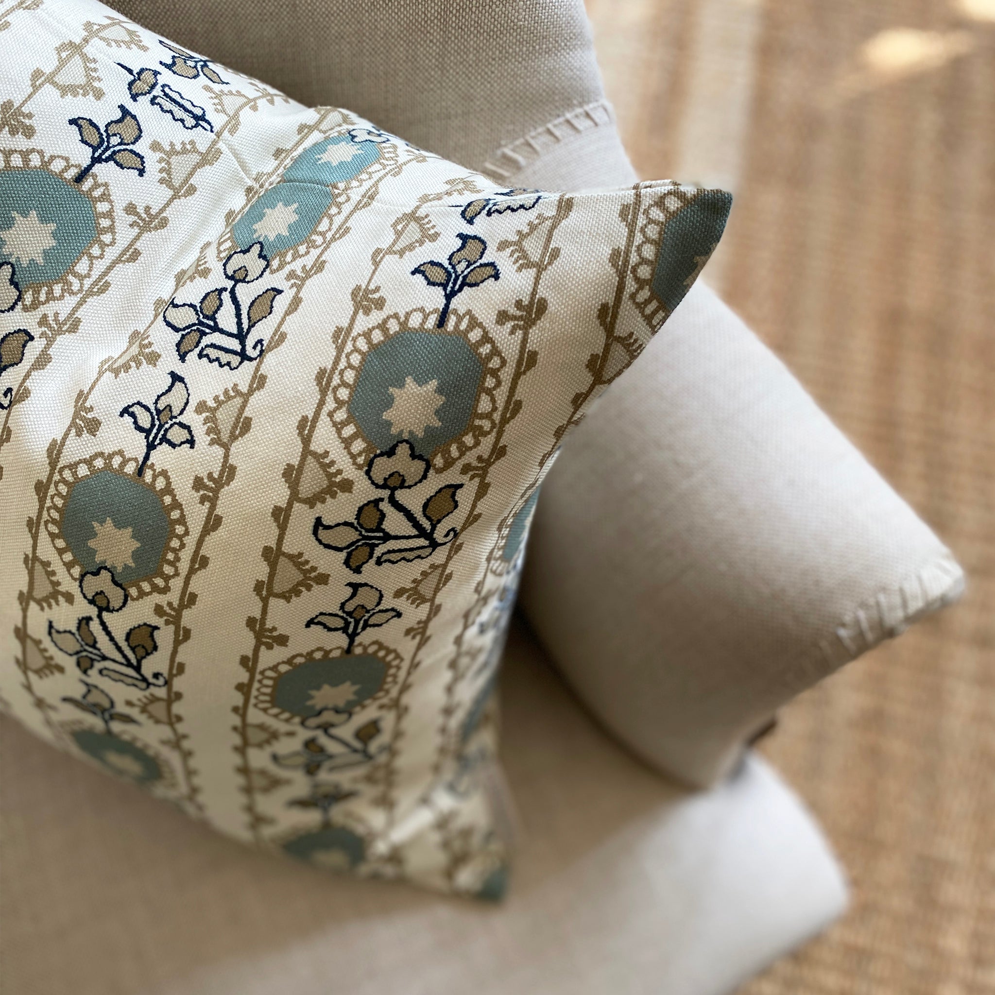 Oren Square Cushion - Blue by Clothsmith