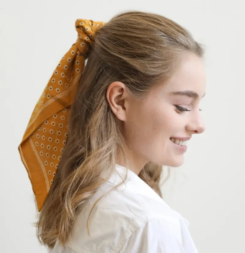 Classic square cotton head scarf