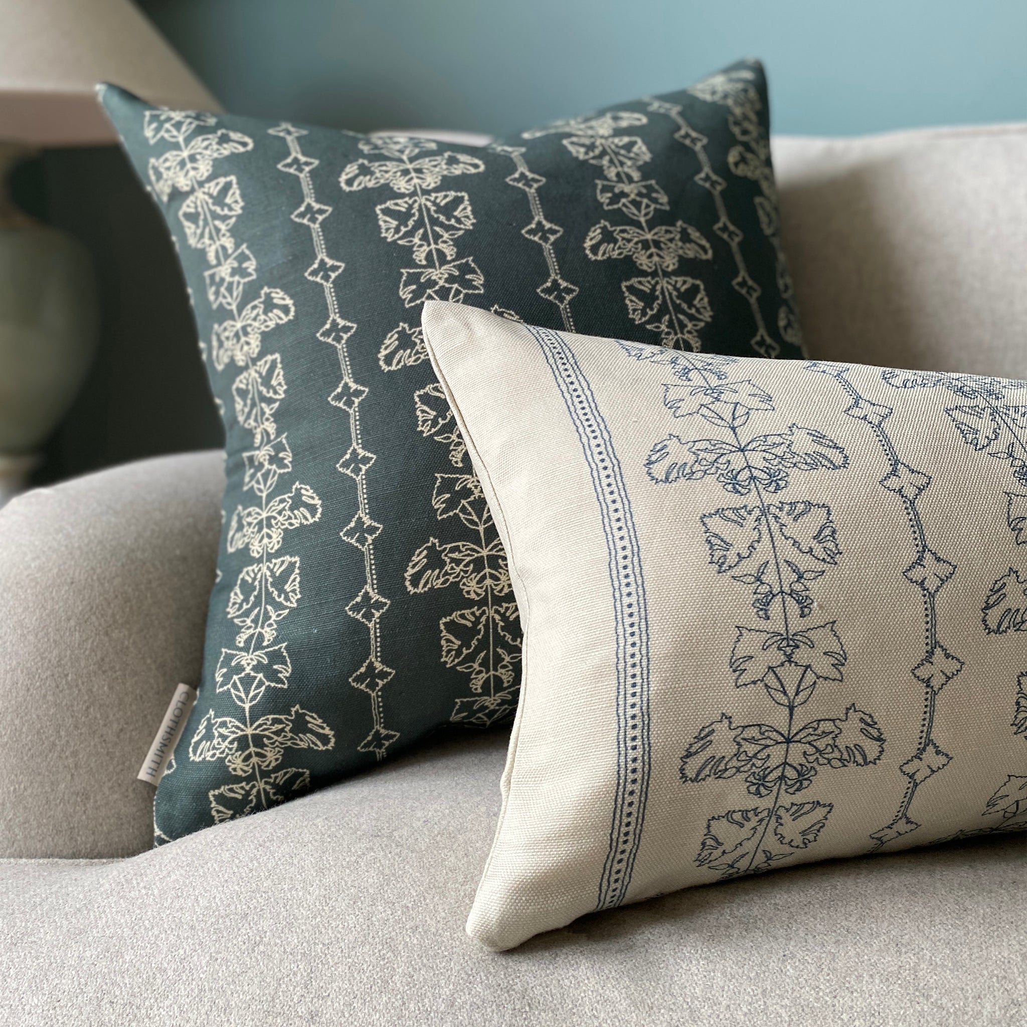 Quill Square Cushion - Slate Green by Clothsmith