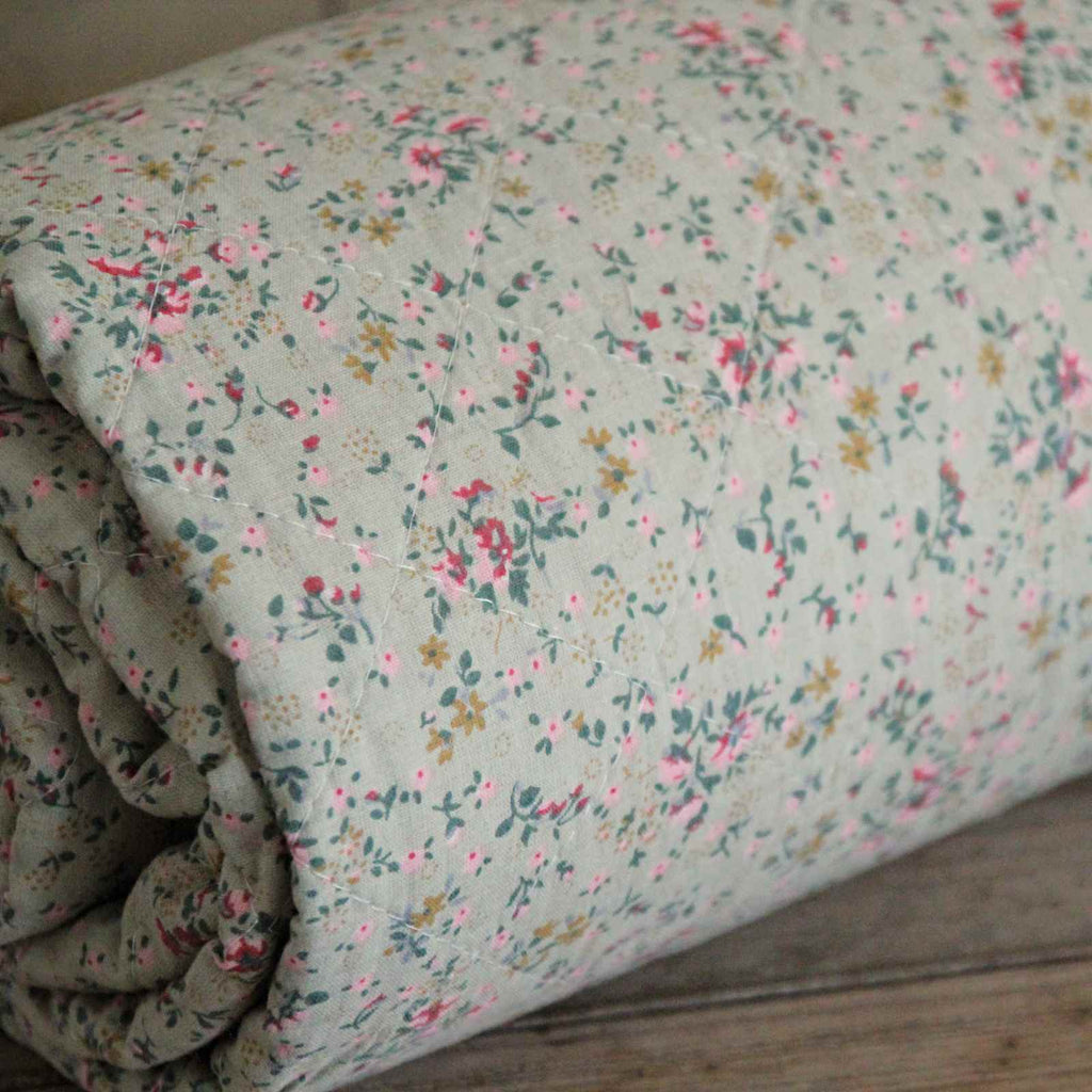 Quilted Bedspread - Green Floral