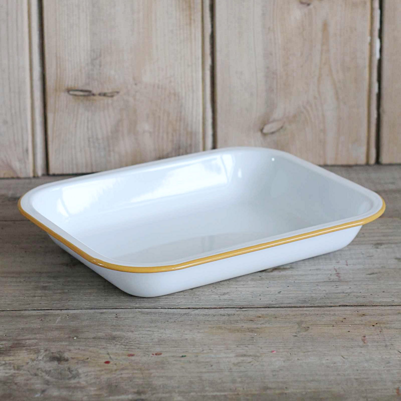 Enamel Roasting Dish White Mustard Closet Botts