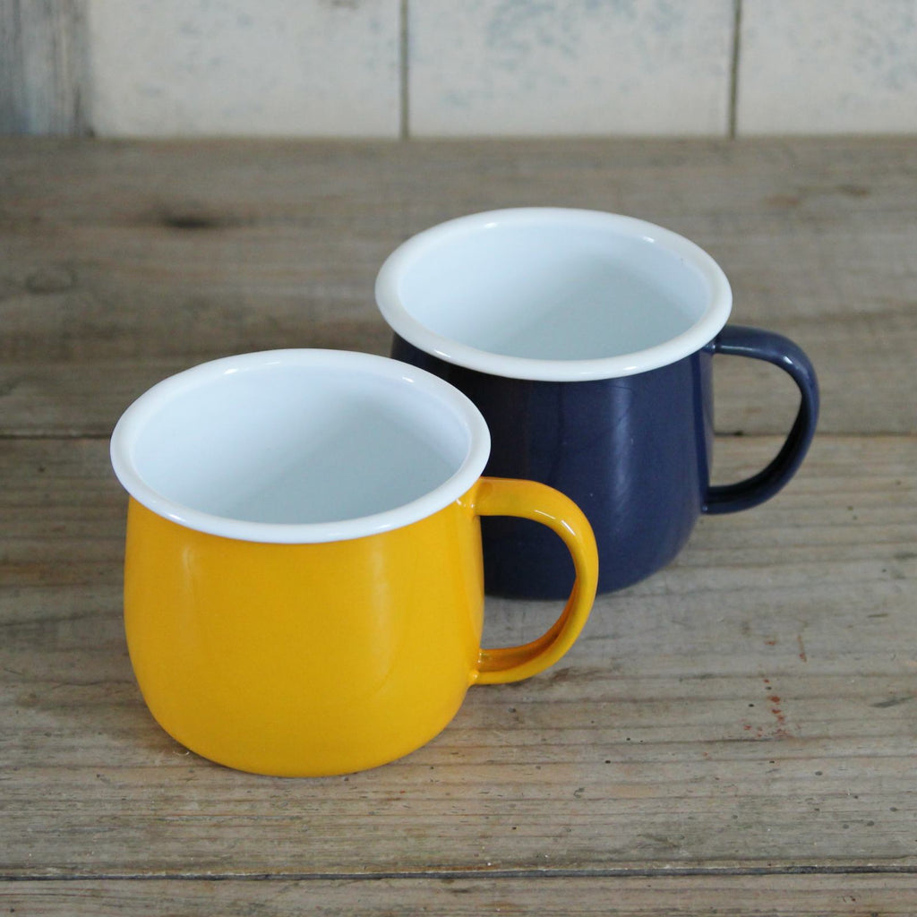 Rounded Enamel Mug - Mustard and Navy