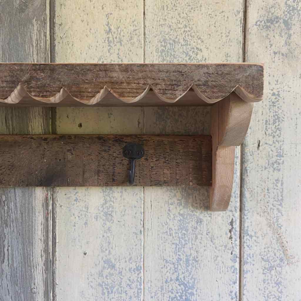 Handmade Scalloped Shelf with hooks