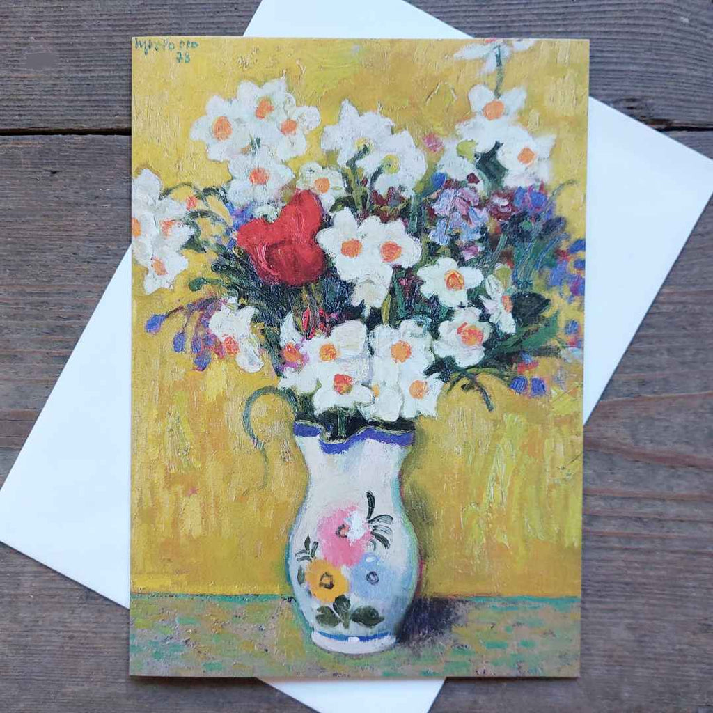 Vintage Greeting Card - Spring Flowers by Alberto Morrocco