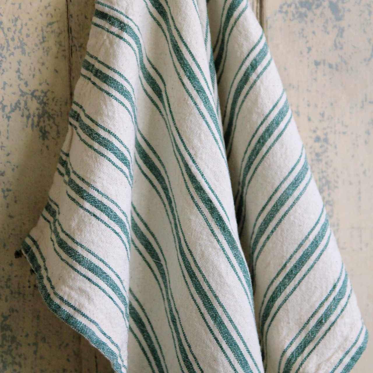 Tea Towel - Green Ticking