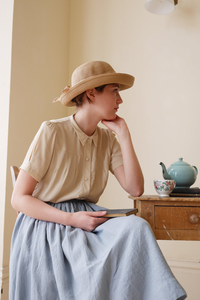 Sun Hat - Camel with Bow | Womens Fashion