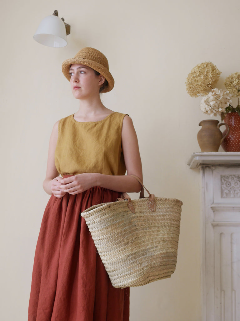 Leather Double Handle Shopping Basket - Homeware Store
