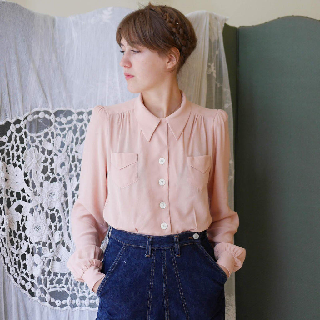 1940’s Vintage Blouse - Blush Pink