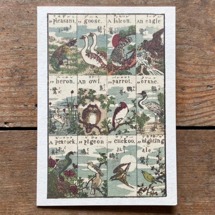 Vintage card with Japanese ABC