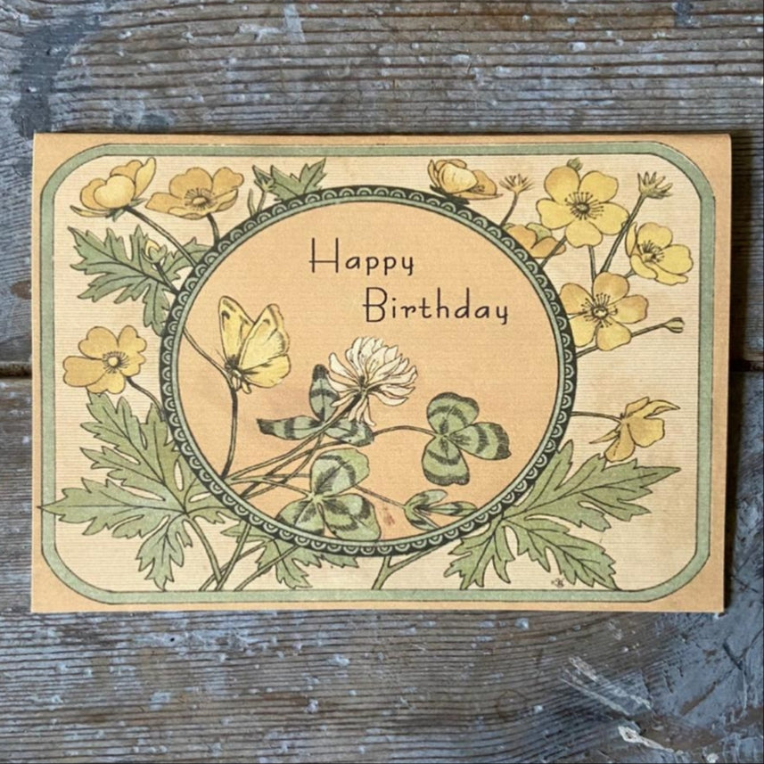Vintage birthday card with floral design