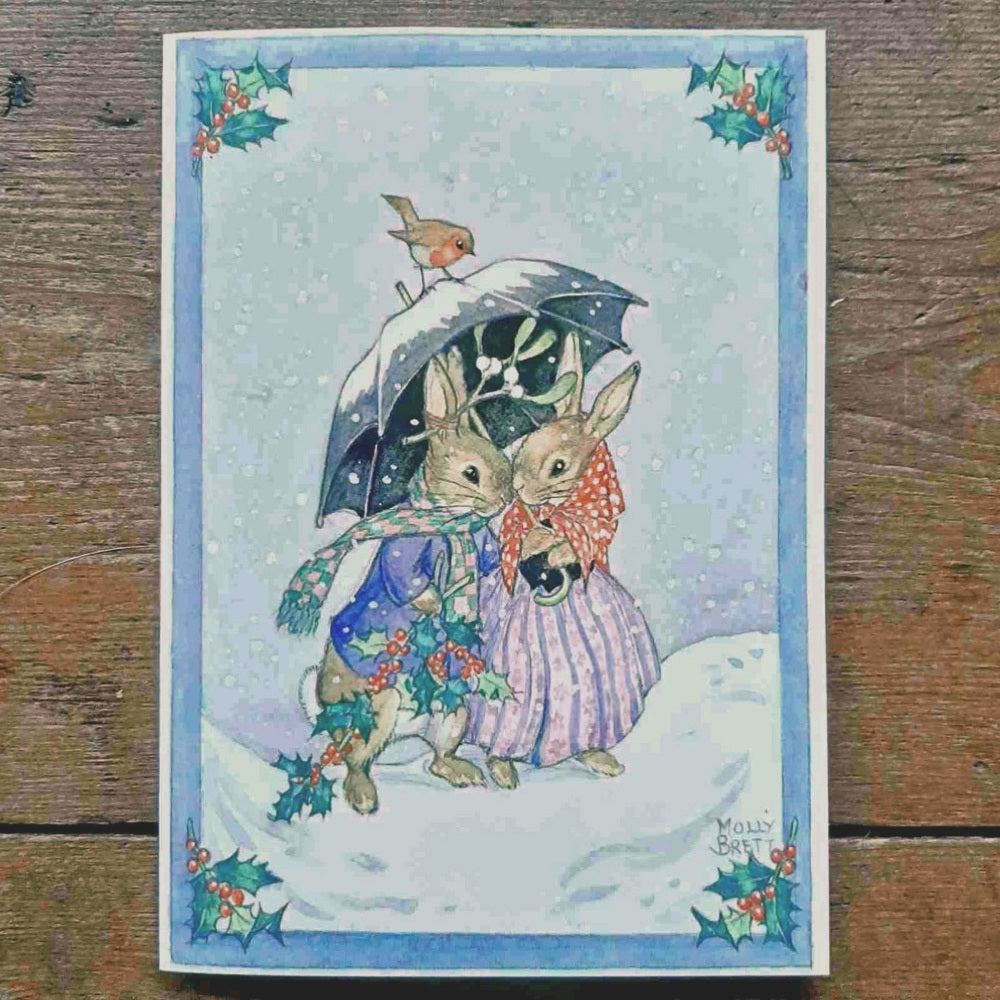 Single Christmas Card - Snow Bunnies