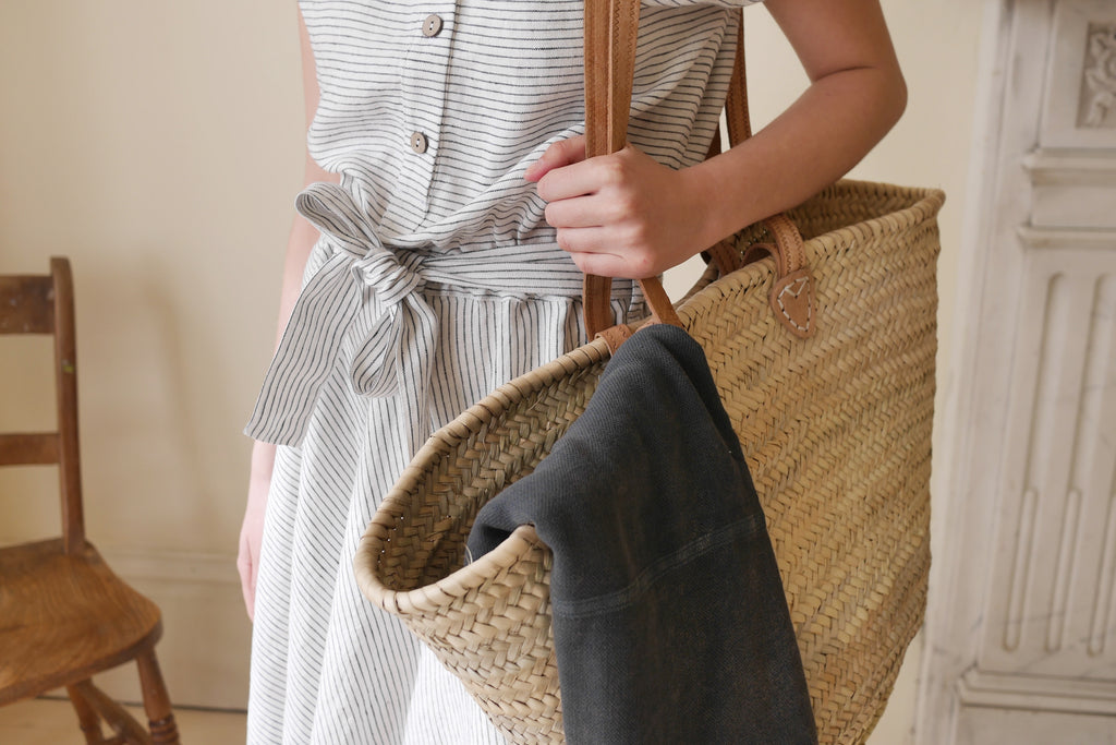 Leather Double Handle Shopping Basket - Homeware Store