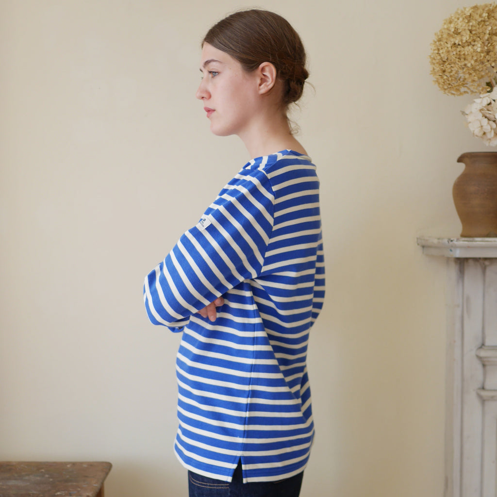 Breton top by Mousqueton - french blue and cream on woman