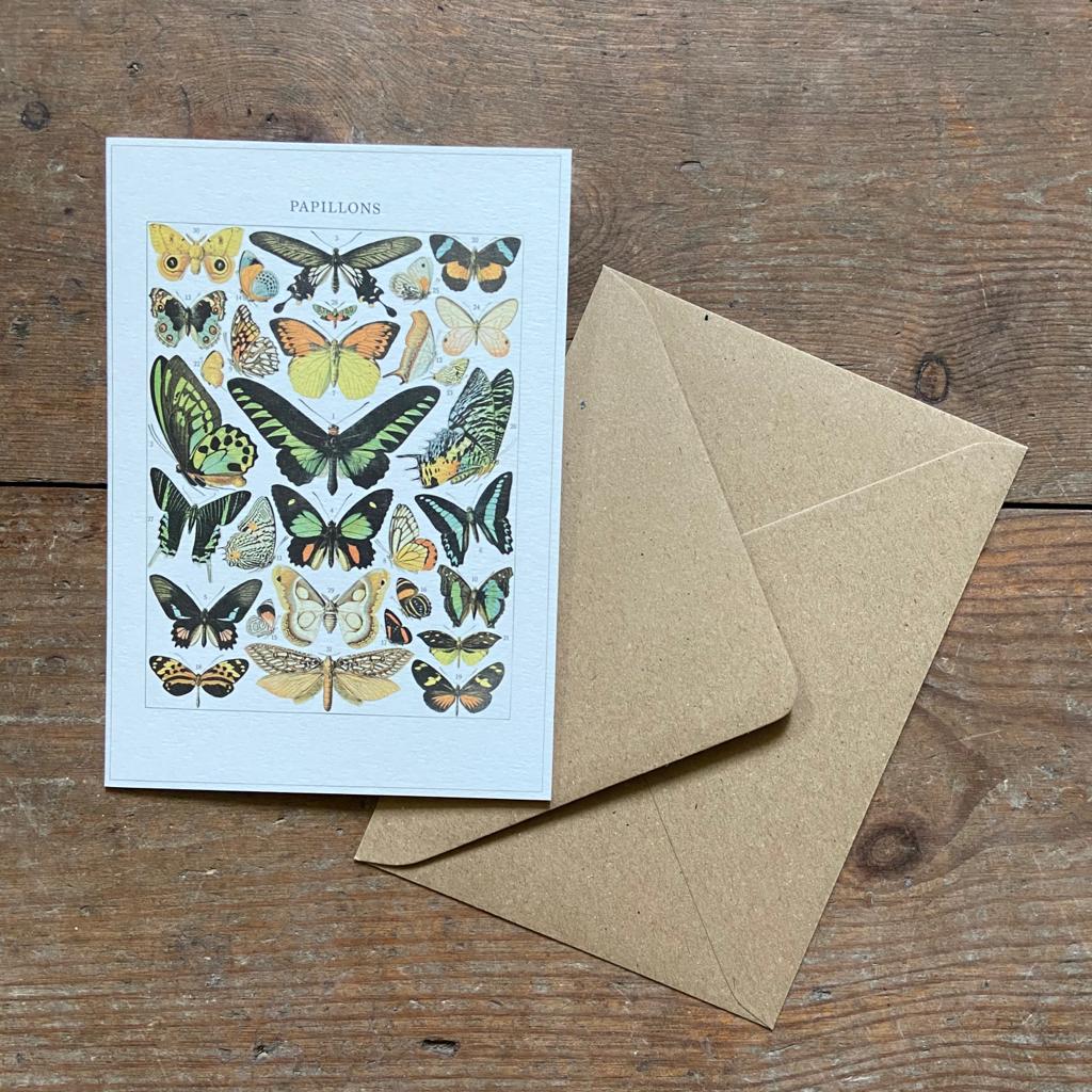 Vintage card 'Papillons' with card