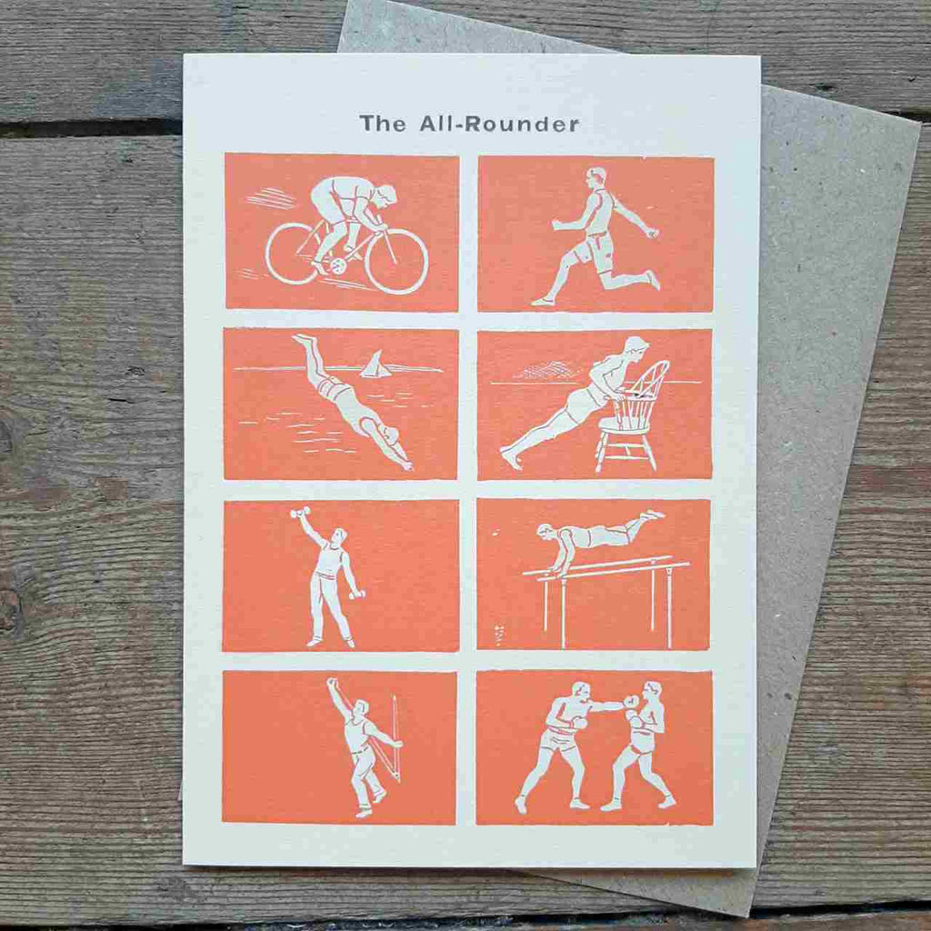 The All Rounder greeting card. Sport card. Vintage cards