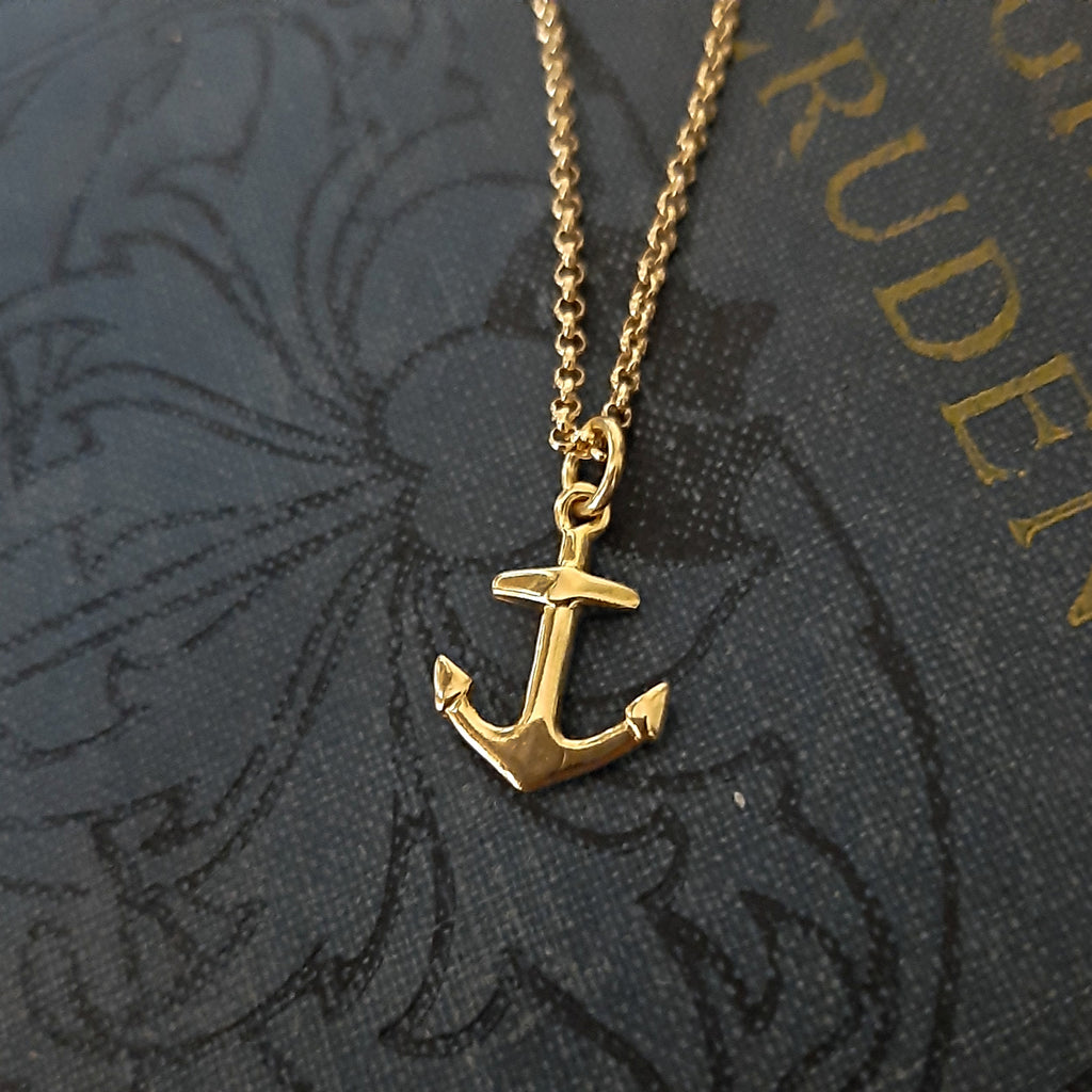 anchor gold plated pendant charm on chain