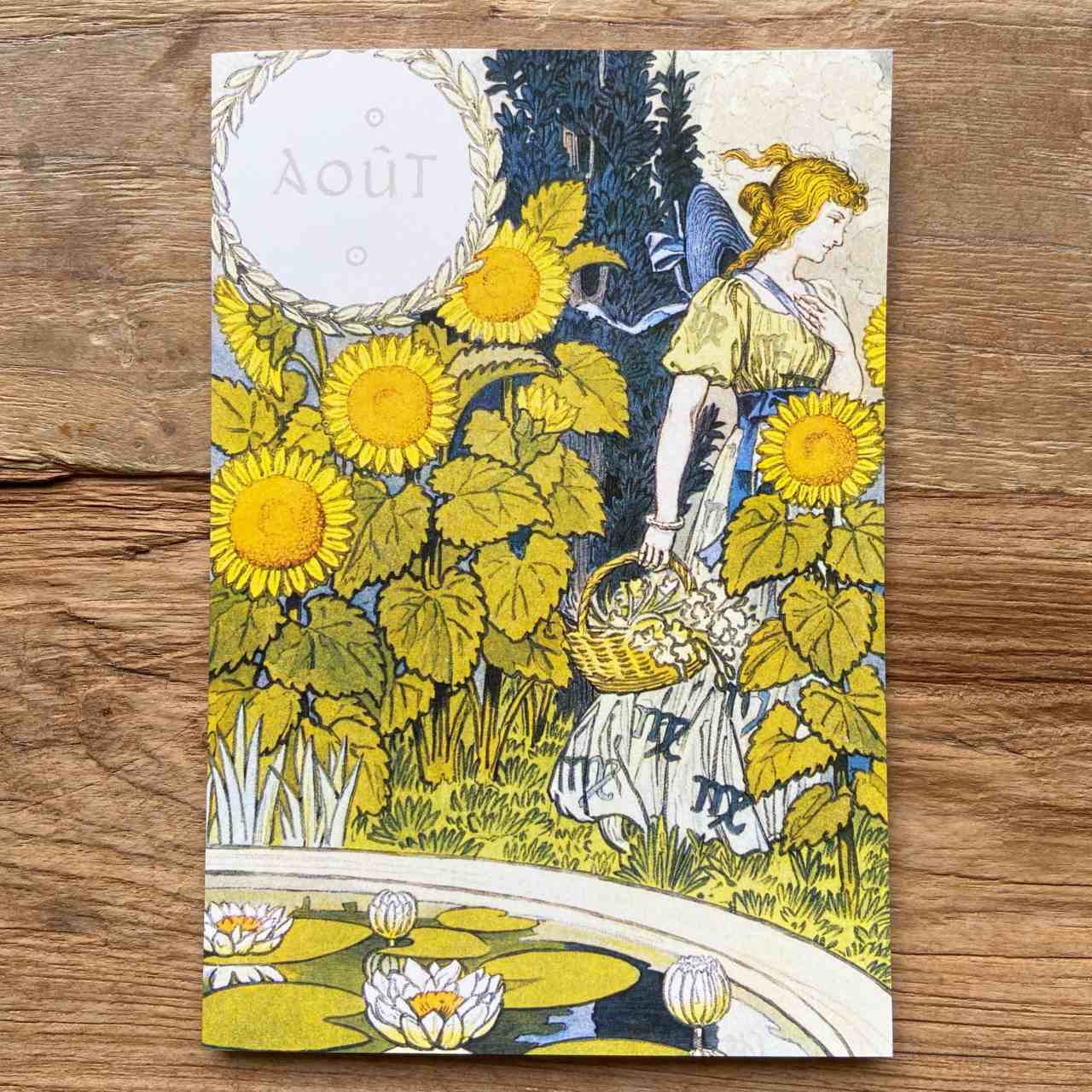 French Months Vintage Greeting card - August