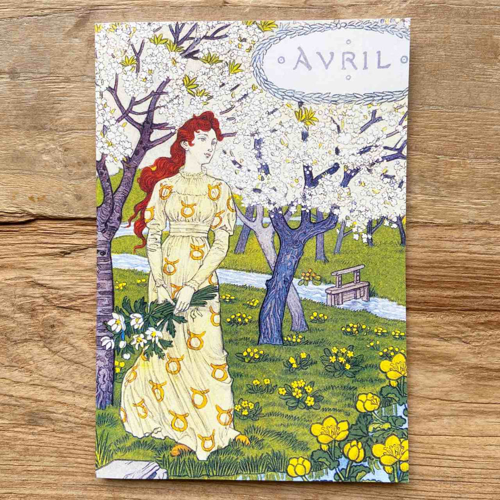 French Months Vintage Greeting card - April