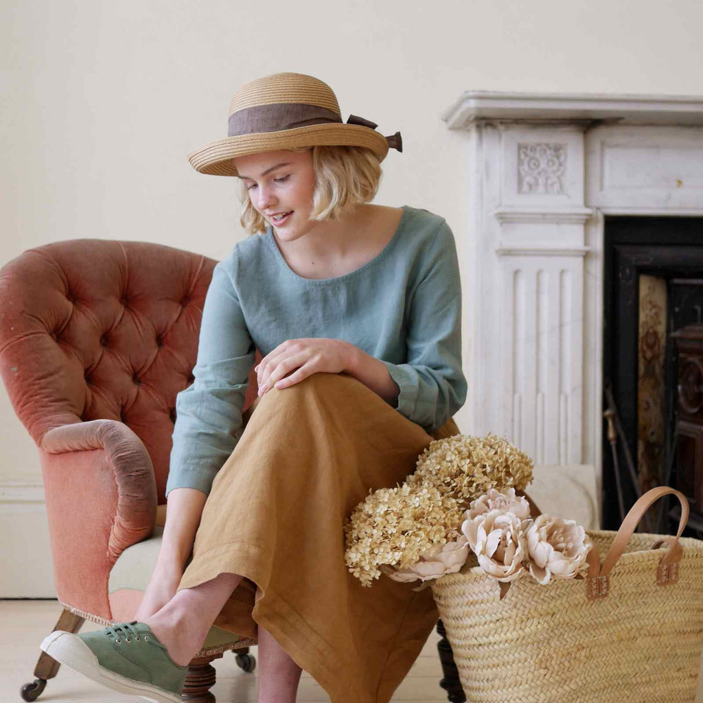 Sun Hat - Camel with Dusky Bow