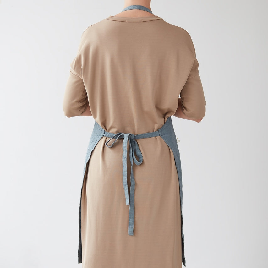 Washed Linen Apron, Dusty Blue - Homeware Store