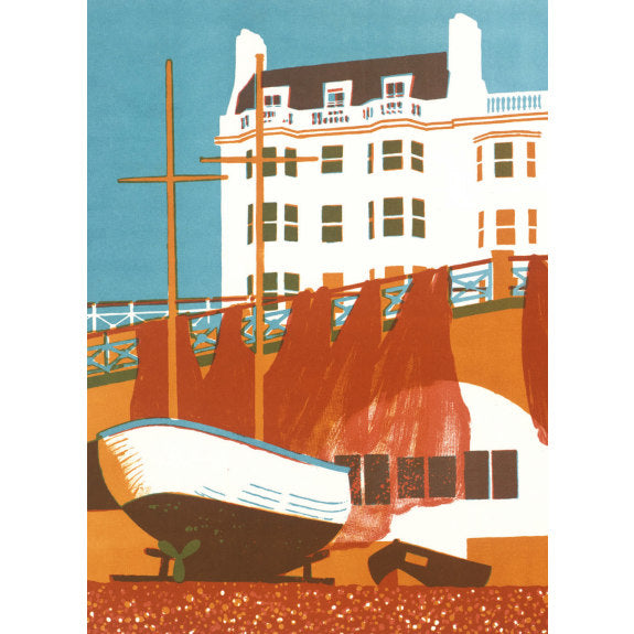 Greeting card - Brighton Fish Market, by Geoffrey Elliott
