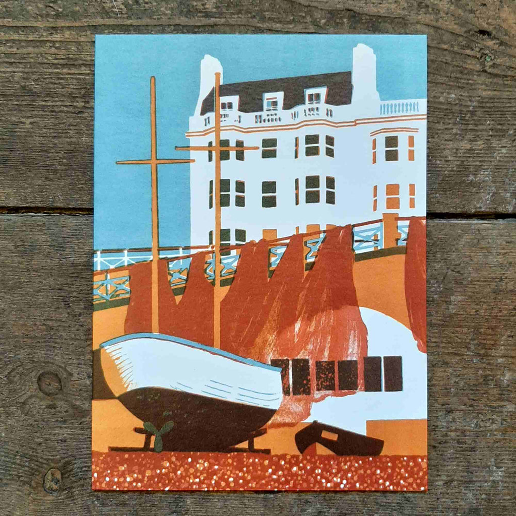 Greeting card - Brighton Fish Market, by Geoffrey Elliott