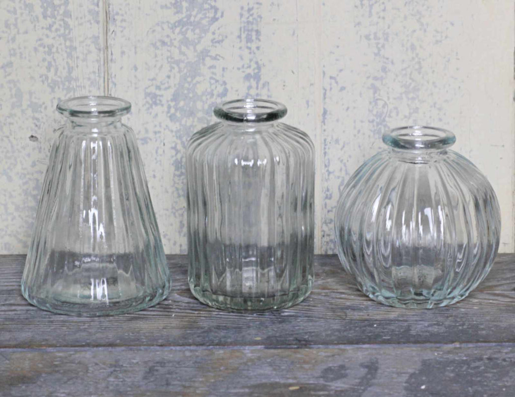 vintage glass vases set of 3