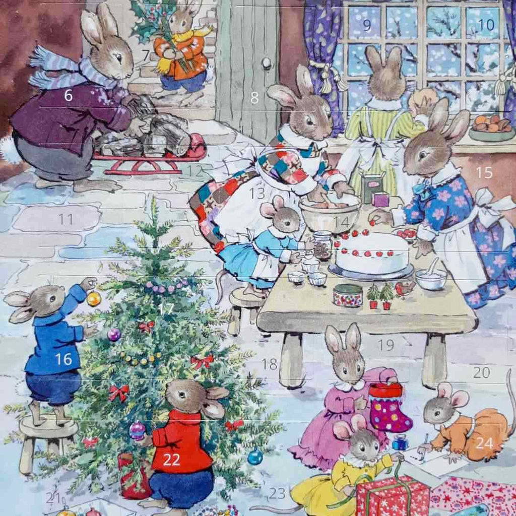 Traditional Advent Calendar Card - The Rabbit Family detail