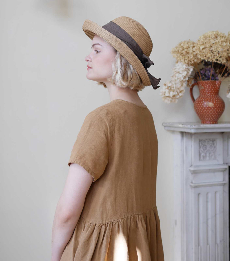 Sun Hat - Camel with Dusky Bow