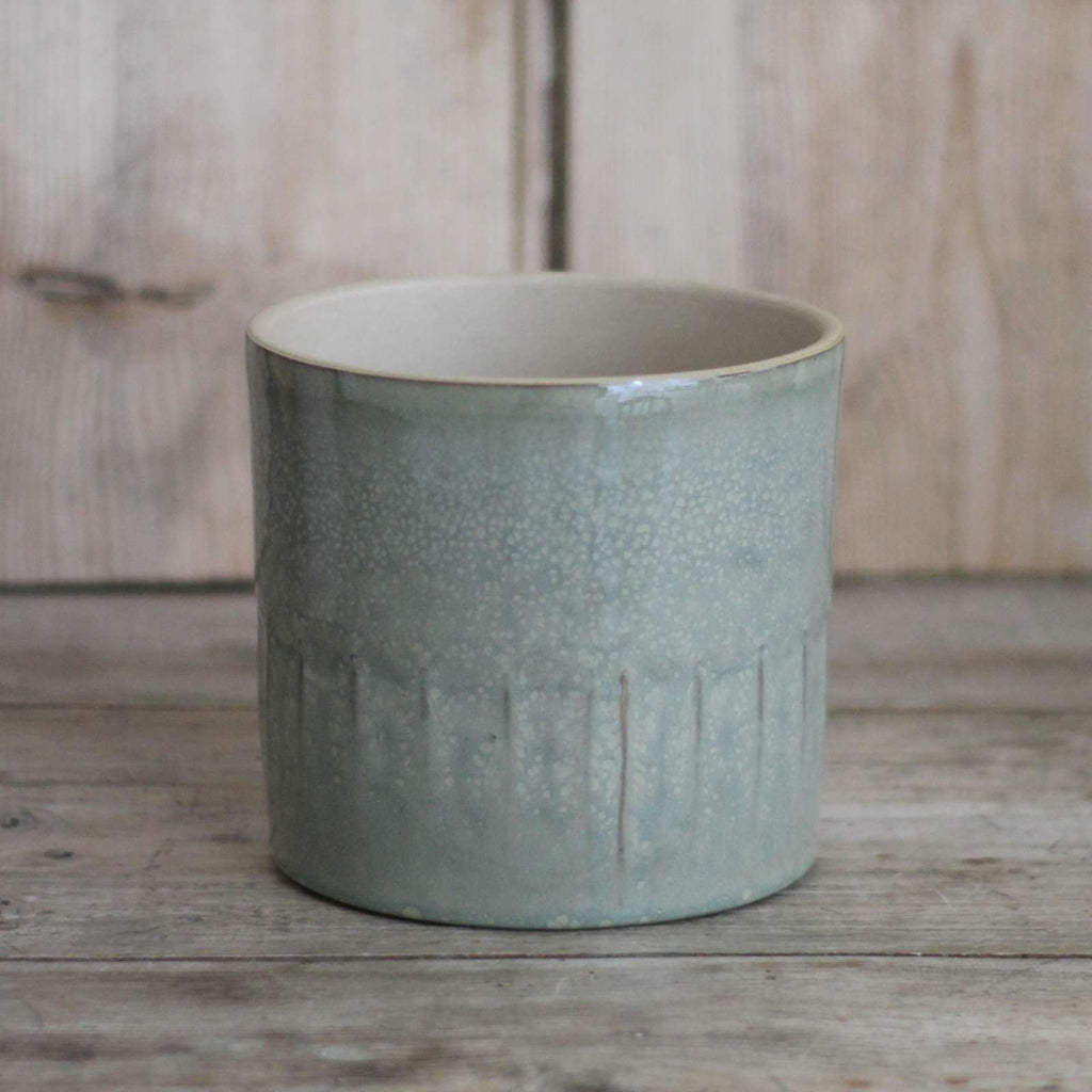 ceramic pot for indoor plants in sage colour