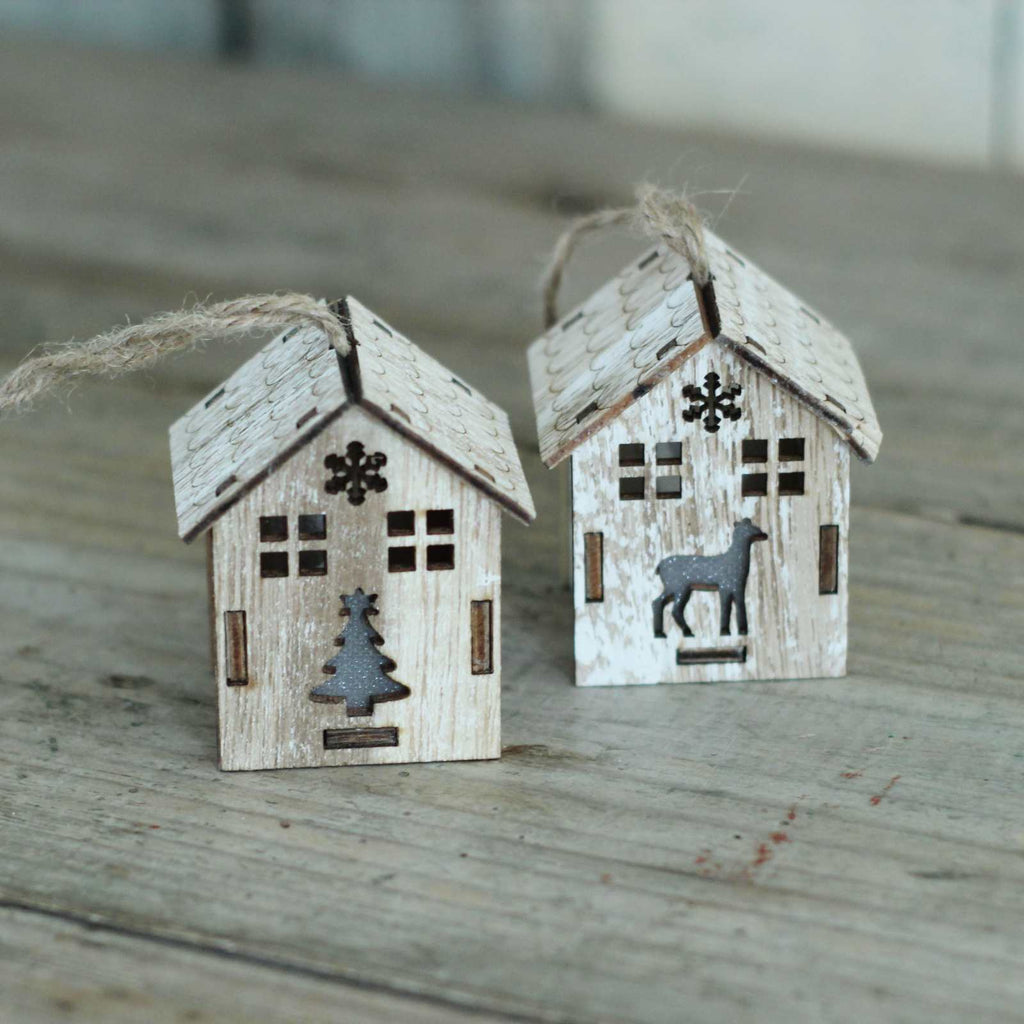 Christmas decoration - light up wooden Christmas cabin