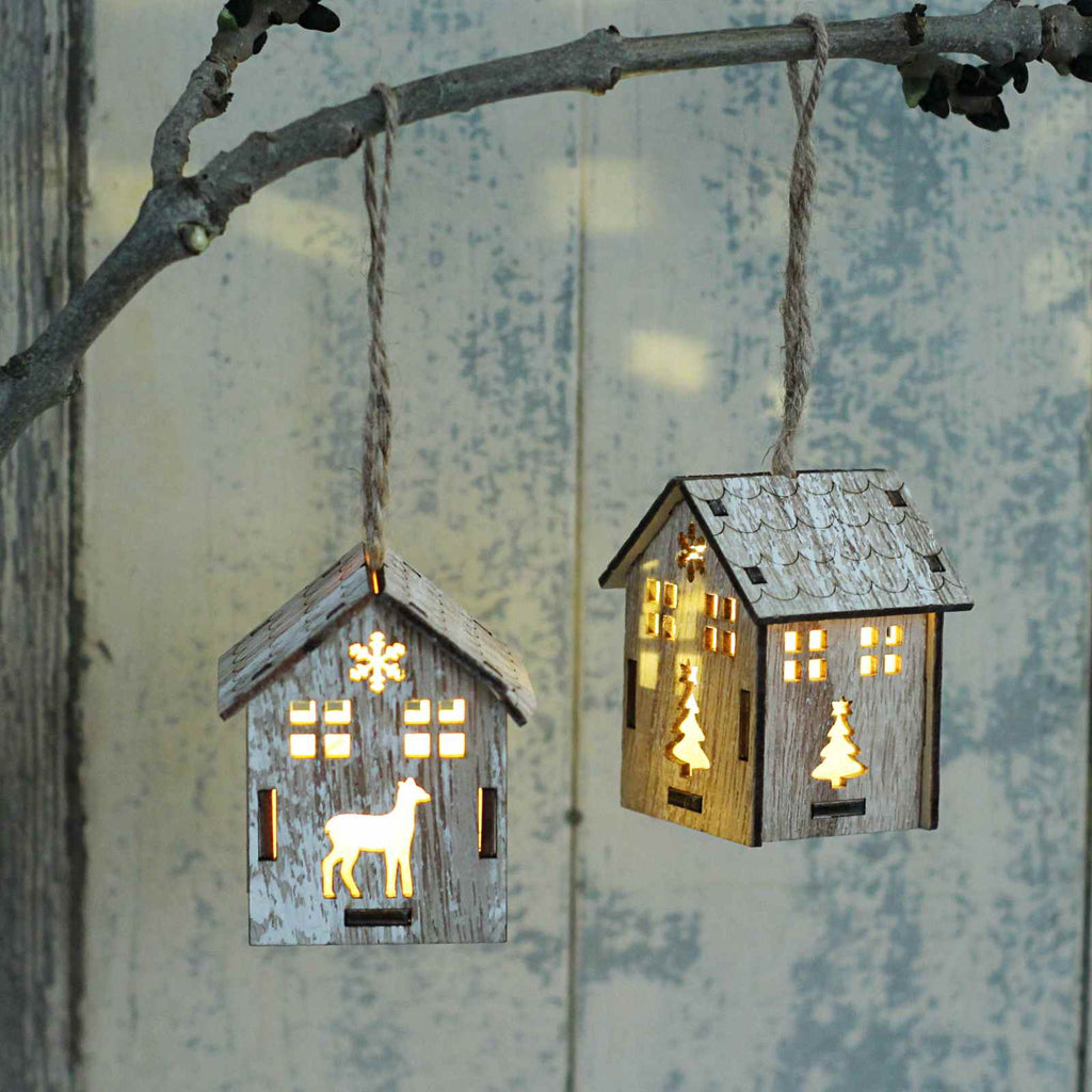 Christmas decoration - light up wooden Christmas cabin