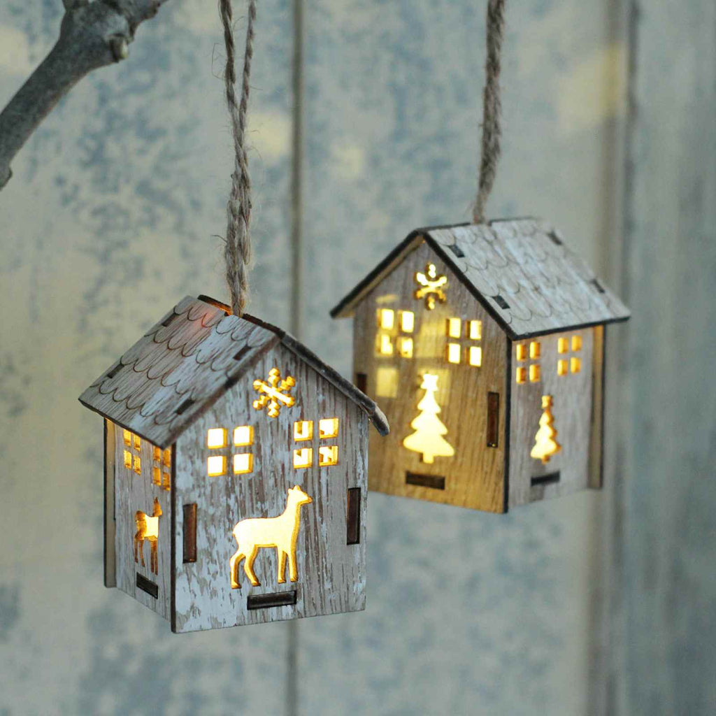 Christmas decoration - light up wooden Christmas house
